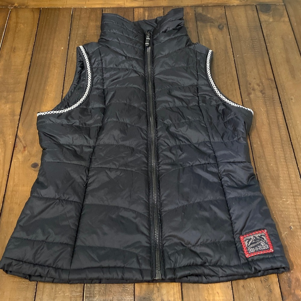 Alp-n-Rock Womens Black Quilted Puffer Vest Full Zip Edelweiss Size 4